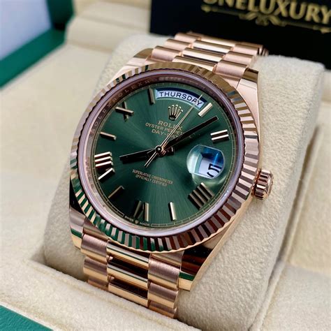 rolex day date green rose|rolex day date 40mm.